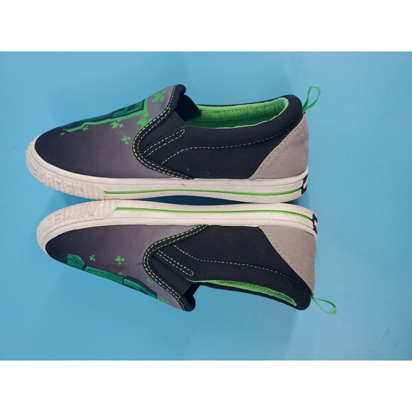 Minecraft Boy's Canvas Shoe Sz 2 Slip On Green Black - Picture 8 of 13